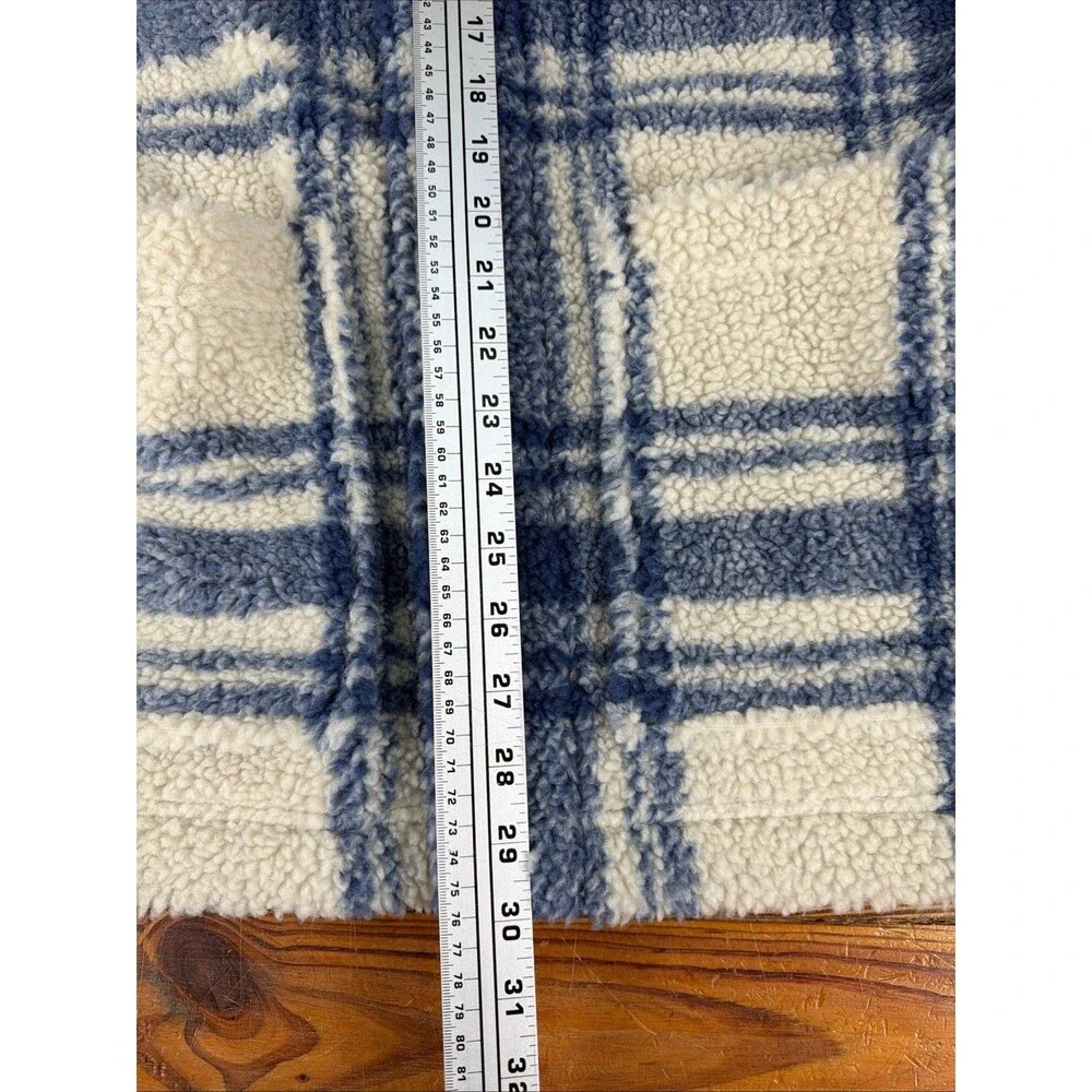 J Crew Nordic All Weather Designs Fuzzy Sherpa Fleece Jacket Women L Window Pane